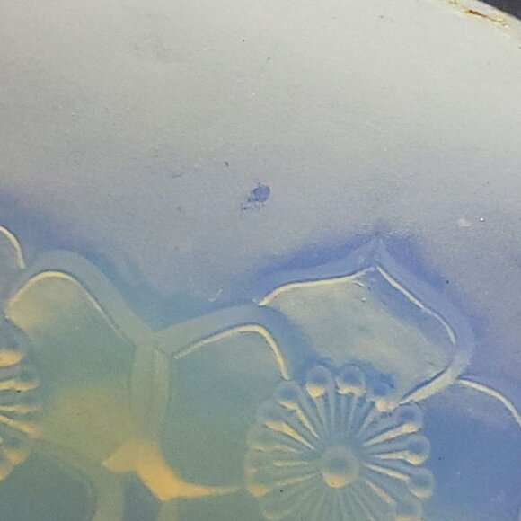 Antique French Julien Opalescent Glass Dish Birds & Floral Metal Rims & Handles - Picture 12 of 13